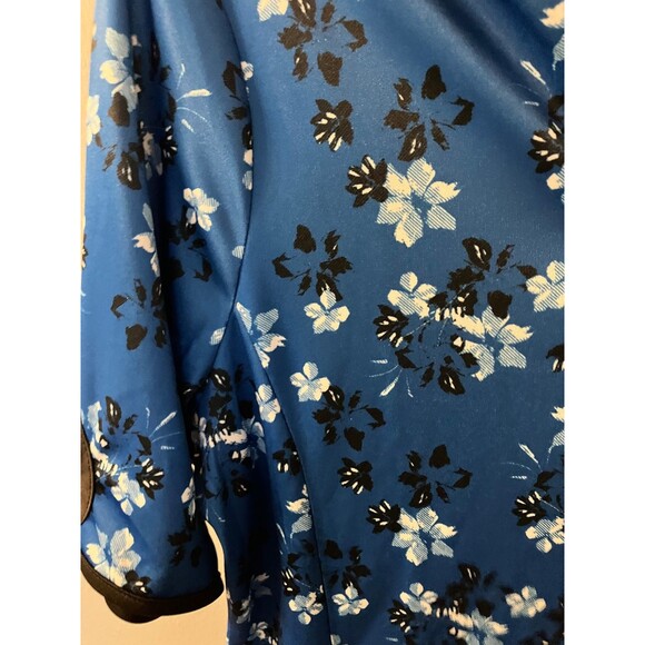 PGA Tour Womens V-neck UPF FPU 50 Blue/Black Flowered Golf Shirt Medium - Picture 8 of 9